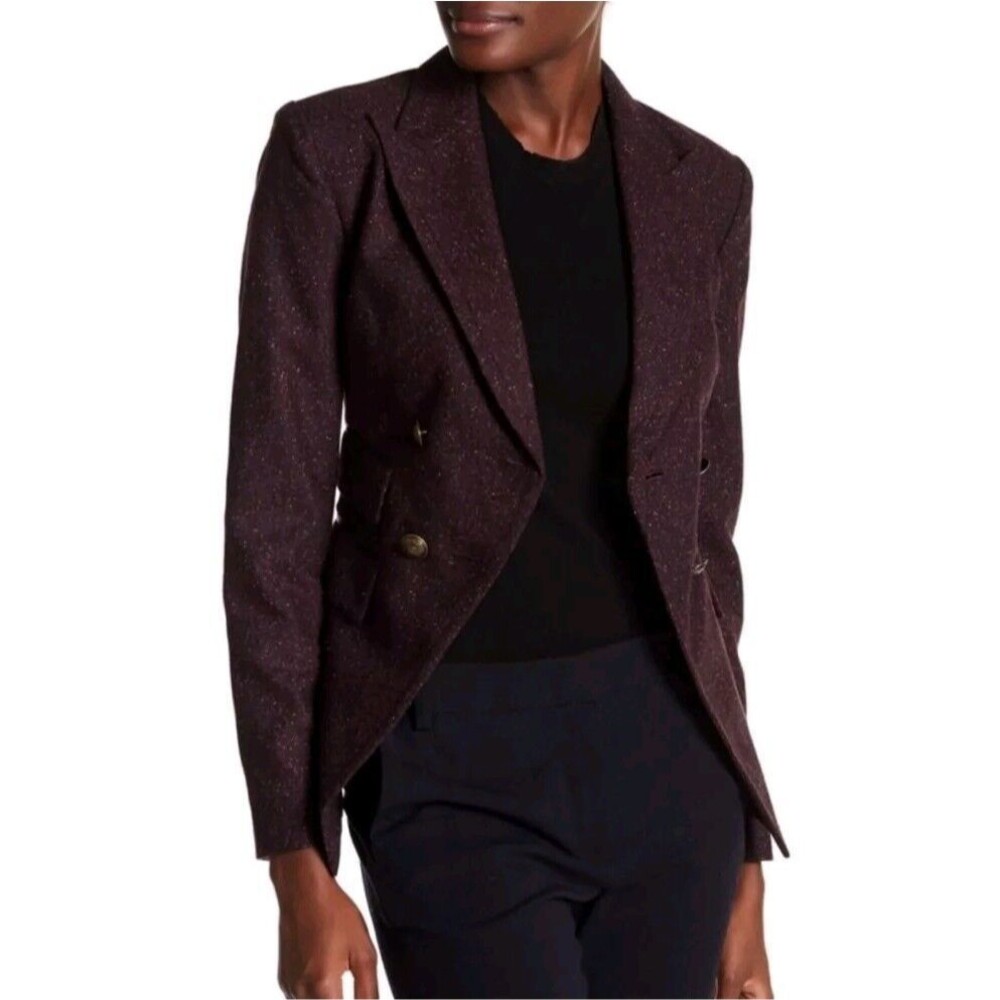Rebecca Minkoff Sz 4 Nevins Purple Confetti Tweed Look Military Style Blazer